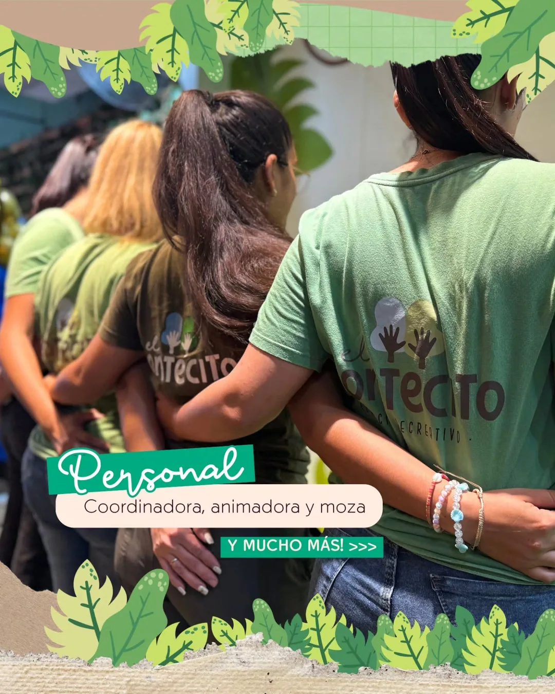 El personal de El Montecito: coordinadora, animadora y moza